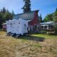Cozy Cove Restroom Trailer Rental The Four Seasons Restroom4 door luxury bathroom trailer rentals for a Poulsbo wedding.